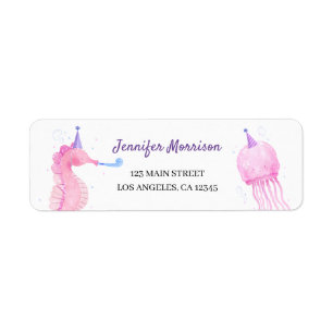 ONEder The Sea   Mermaid 1st Birthday Cute Ocean  Return Address Label