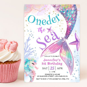 Oneder The Sea Mermaid 1st Birthday  Invitation