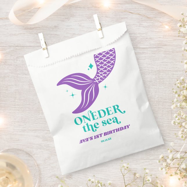 ONEder The Sea Mermaid 1st First Birthday Party Favour Bag (Clipped)