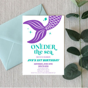 ONEder The Sea Mermaid 1st First Birthday Party Invitation
