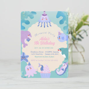 Oneder the Sea Mermaid Birthday Invitation