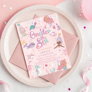 Oneder the Sea Mermaid Birthday Invitation