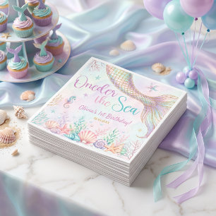 Oneder the Sea Mermaid Birthday Napkin