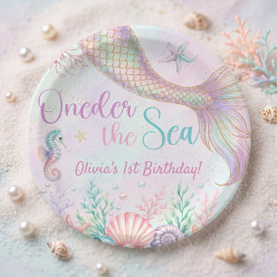 Oneder the Sea Mermaid Birthday Paper Plates