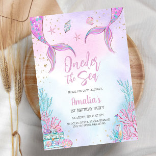 Oneder the Sea Mermaid Ocean Theme Girl Birthday Invitation