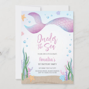 Oneder the Sea Mermaid Ocean Theme Girl Birthday Invitation