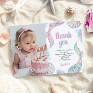 Oneder the Sea Mermiad Birthday Thank You Card