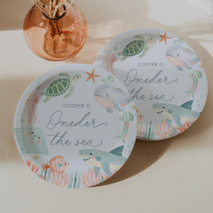 Oneder the Sea Nautical Ocean 1st Birthday Paper Plate