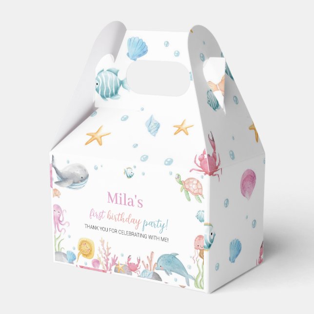 Oneder The Sea Pastel Birthday Favour Box  (Front Side)