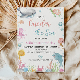 Oneder The Sea Pastel Birthday Invitation