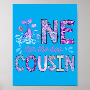 Oneder Under The Sea Cousin 1st Birthday Girl Poster