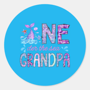 Oneder Under The Sea Grandpa 1st Birthday Girl Classic Round Sticker