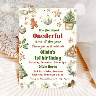 Onederful 1st Birthday Cookies Christmas Invitation