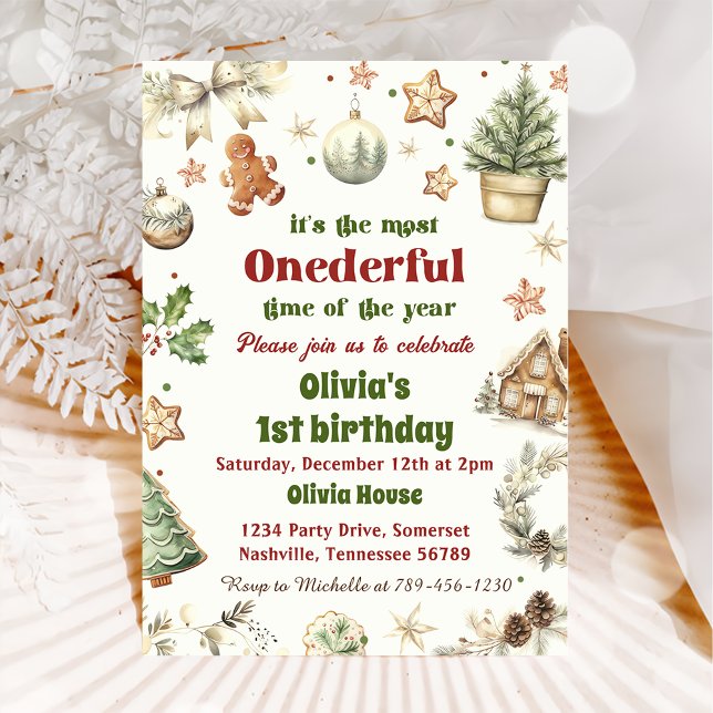 Onederful 1st Birthday Cookies Christmas Invitation (Creator Uploaded)