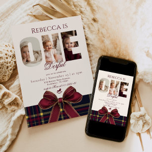 OneDerful 1st Birthday Holiday party Photo Invitation