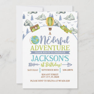 Onederful Adventure 1st Birthday Invitation