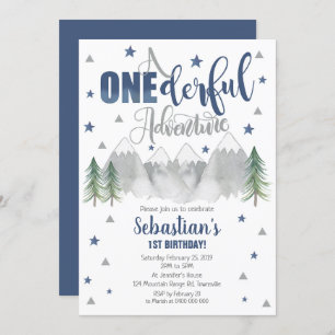 Onederful Adventure Birthday Invitation Navy 1st