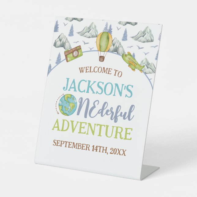 Onederful Adventure Welcome Pedestal Sign (Front)