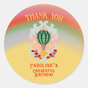 Onederful Air Balloon First Birthday Classic Round Sticker