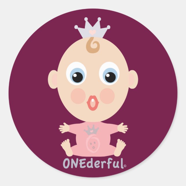 ONEderful BABY Face - pink Classic Round Sticker (Front)