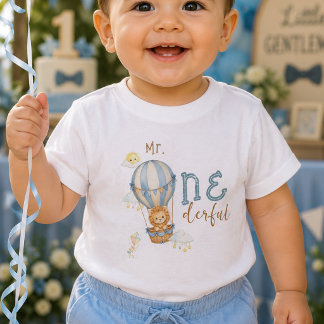 Onederful Balloon First Birthday Baby Boy T-Shirt