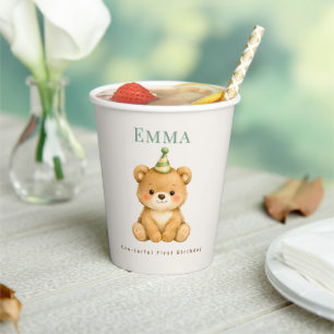 Onederful Bear First Birthday Paper Cups