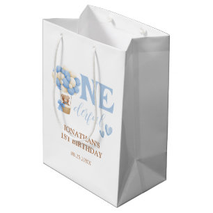 Onederful Bear Hot Air Balloon 1st Birthday Medium Gift Bag