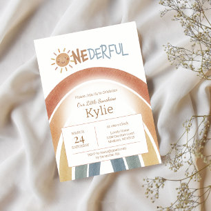 Onederful Boho Terracotta 1st Birthday Invitation 