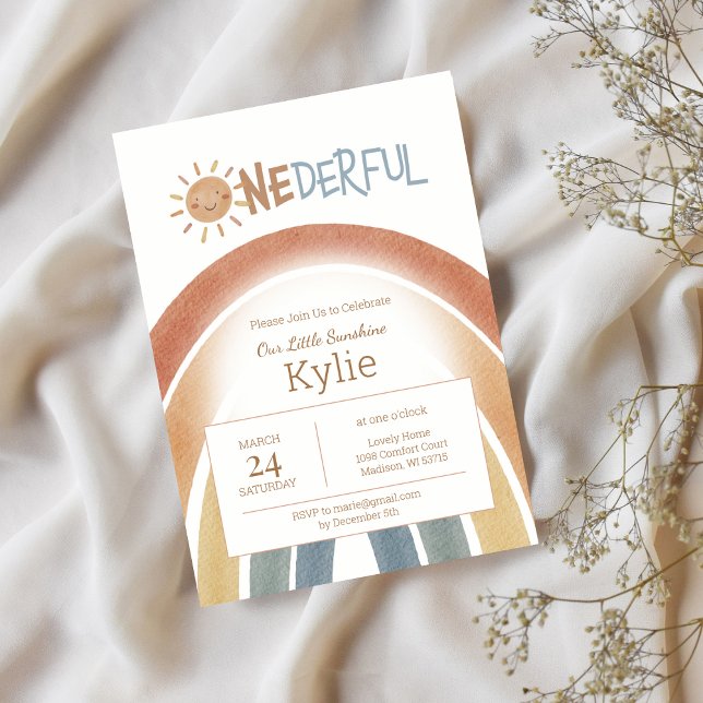 Onederful Boho Terracotta 1st Birthday Invitation  (Creator Uploaded)