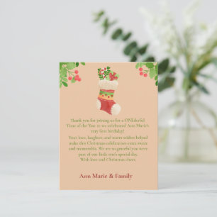 ONEderful Christmas Stocking Birthday Appreciation Thank You Card