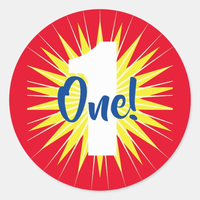 Onederful Cute Colourful 1st Birthday Party Theme Classic Round Sticker (Front)