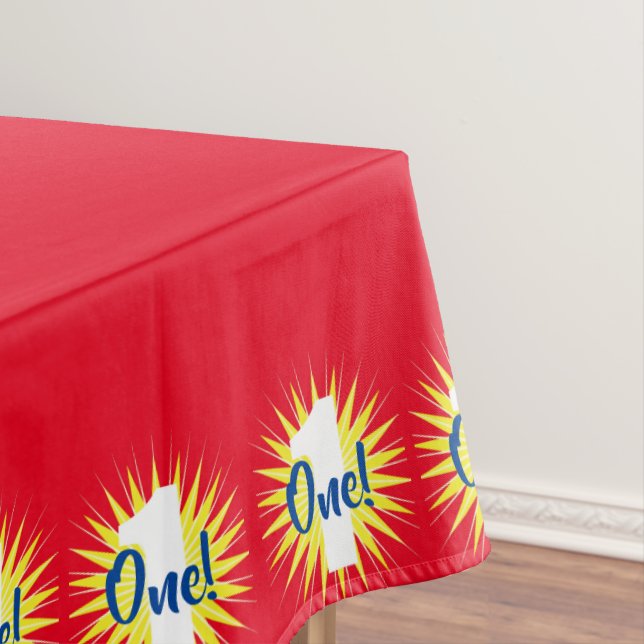 Onederful Cute Colourful 1st Birthday Party Theme Tablecloth (In Situ)