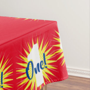 Onederful Cute Super Hero 1st Birthday Party Theme Tablecloth