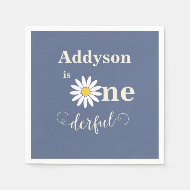 Onederful Daisy First Birthday Napkin (Front)