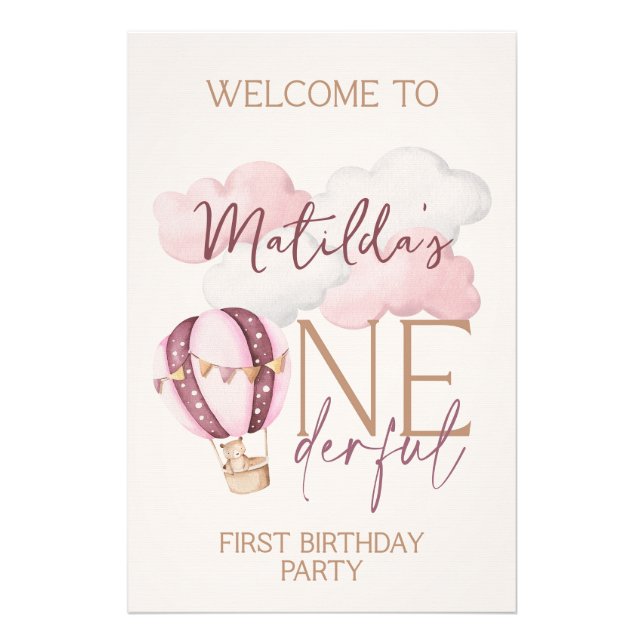 ONEderful First Birthday Party Welcome Sign (Front)