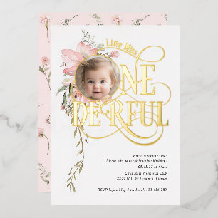 Onederful girl 1st birthday Wildflower photo gold