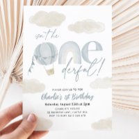 Onederful Hot Air Balloon Blue Boy 1st Birthday