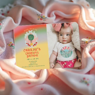 Onederful Hot Air Balloon First Birthday Thank You Card