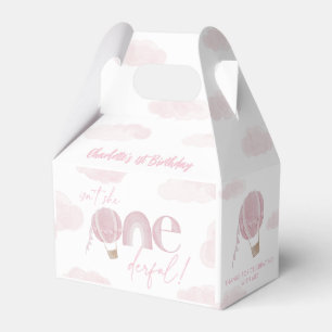 Onederful Hot Air Balloon Pink 1st Birthday Favour Box
