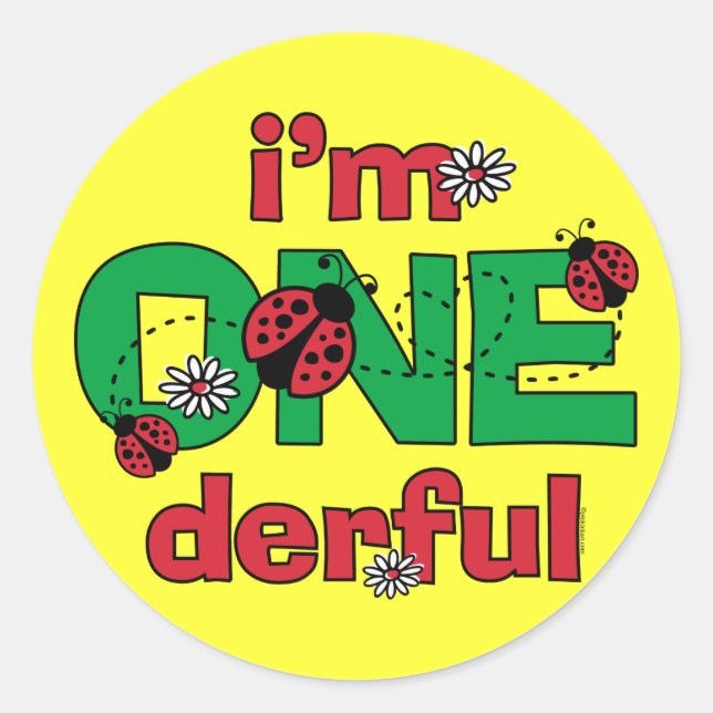 ONEderful Ladybug 1st Birthday Classic Round Sticker (Front)