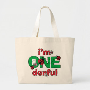 ONEderful Ladybug 1st Birthday Large Tote Bag