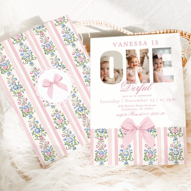 Onederful Love Shack 1st Birthday Photo collage Invitation (Creator Uploaded)