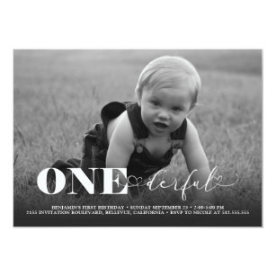 ONEderful Modern Photo 1st Birthday Invitation