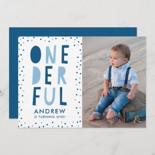 Onederful   Photo First Birthday Party Invitation