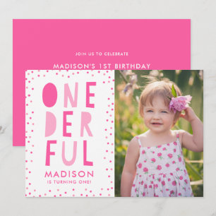 Onederful Photo First Birthday Party Invitation