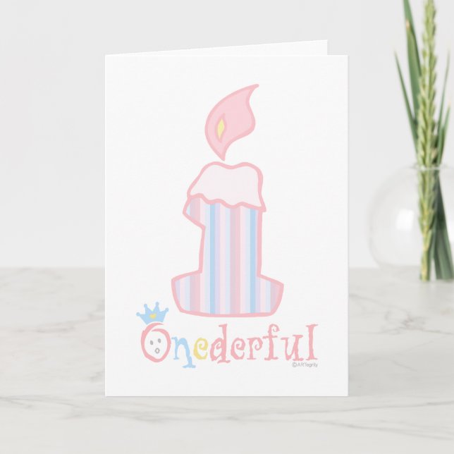 ONEderful Pink Candle Card (Front)
