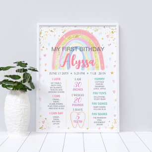 Onederful Rainbow 1st Birthday Milestone Poster