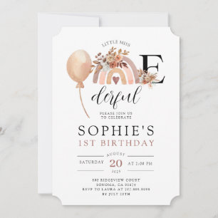 ONEderful Rainbow Girl's Birthday Invitation