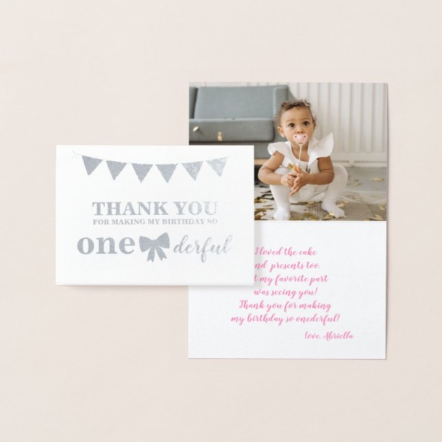 Onederful Real Foil First Birthday Thank You Card (Display)