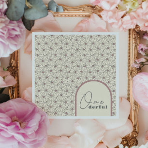 Onederful Retro Daisy Girls 1st Birthday Party Napkin